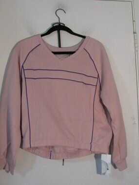 Fisoew 2 Piece Set Medium NWT Pink Top Sweatshirt & Shorts Purple Trim Athleisur